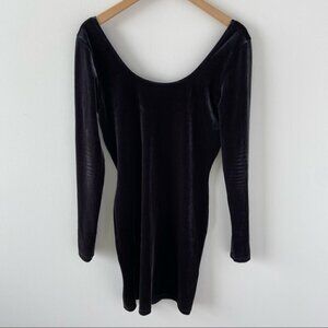 TALULA Aritzia grey green velvelt low back mini dress M